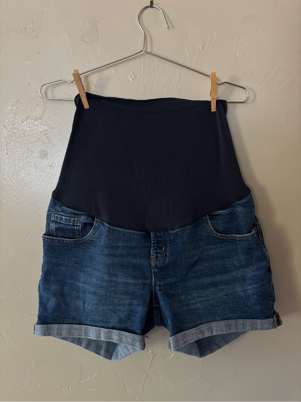 Old Navy Denim Maternity Shorts with Black Overband